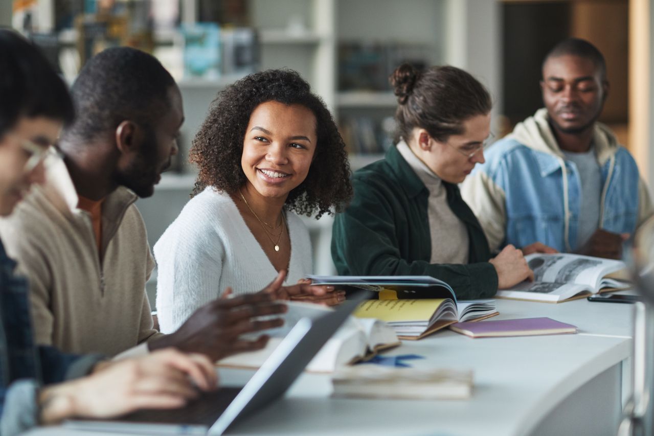 Student learning workplace skills in classroom