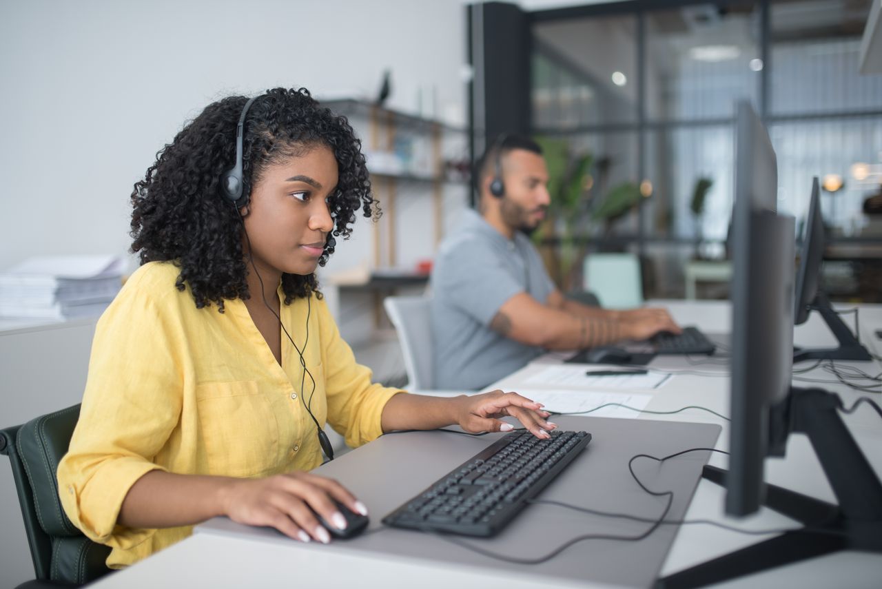 Customer service team in a modern contact centre