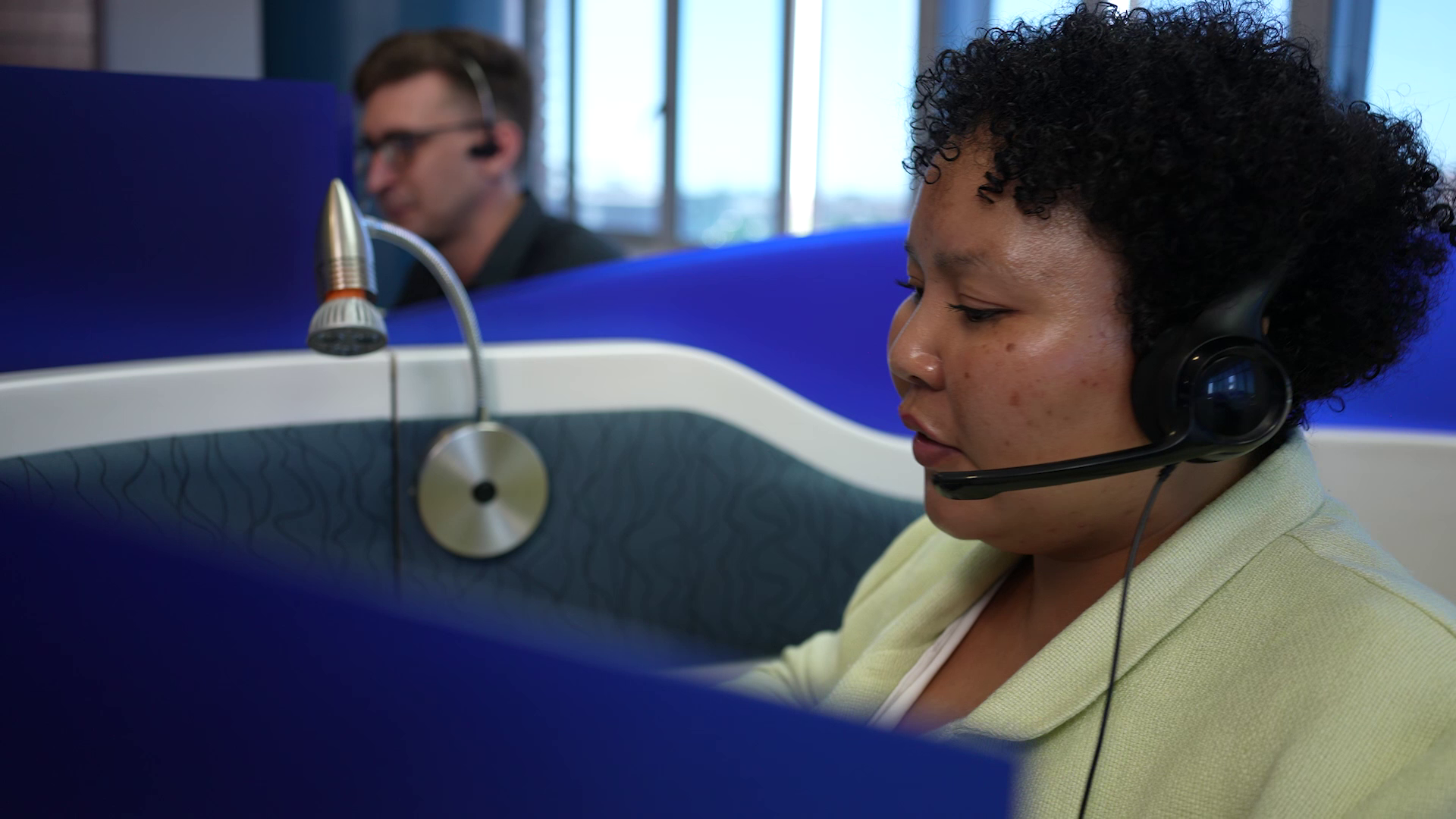 Modern contact centre office interior